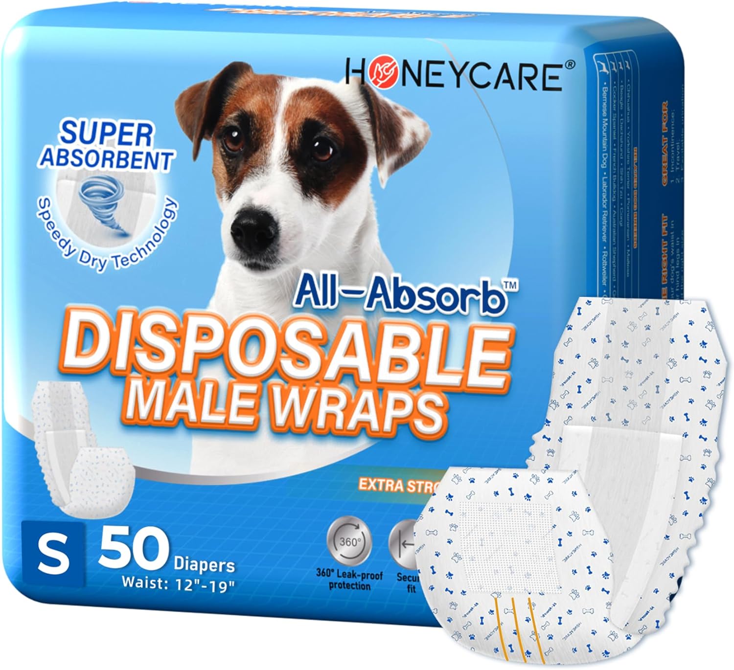 thumbnail image 2 of All-Absorb A26 Male Dog Wrap - Small (50 Count) - Disposable Belly Bands 2 of 6